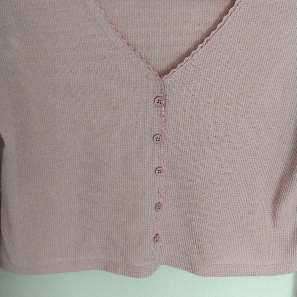 Freshman Lavender Lightweight Waffle-Knit Long-Sleeve Crop Top - Picture 4 of 8